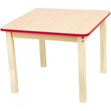 Kvadratinis stalas su medine reg. aukščio koja, klevo sp. 5