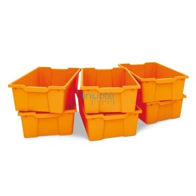 Didelės plastikinės dėžės oranžinės 6 vnt. Didelės plastikinės dėžės oranžinės 6 vnt.