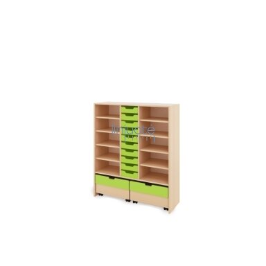 Spintelė XL + maži mediniai konteineriai + dėžė - Žalia Spintelė XL + maži mediniai konteineriai + dėžė - Žalia