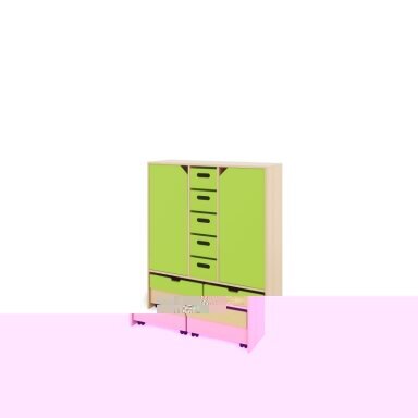 Spintelė XL + didelės medinės dėžutės ir durys + dėžės - Žalia Spintelė XL + didelės medinės dėžutės ir durys + dėžės - Žalia