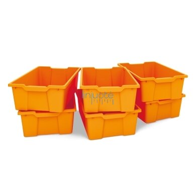 Didelės plastikinės dėžės oranžinės 6 vnt. Didelės plastikinės dėžės oranžinės 6 vnt.