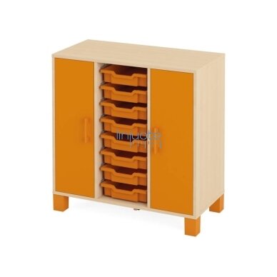Spintelė su lentynomis, durelėmis ir 8 dėžutėmis. Oranžinė. Fresh kolekcija Spintelė su lentynomis, durelėmis ir 8 dėžutėmis. Oranžinė. Fresh kolekcija
