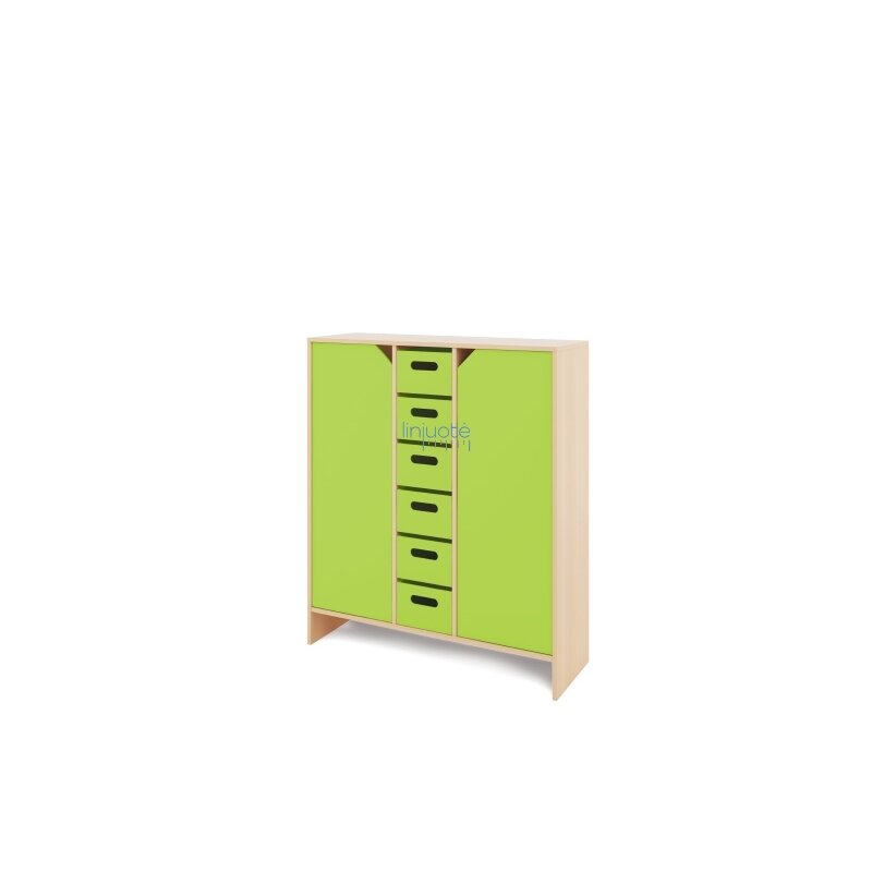 Spintelė XL + didelės medinės dėžutės ir durys – žalia
