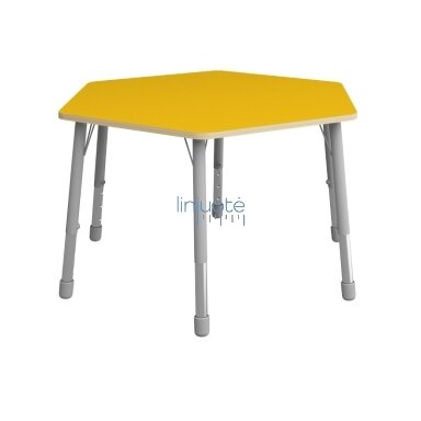 Šešiakampis stalviršis, skersmuo 140 cm - geltonas Šešiakampis stalviršis, skersmuo 140 cm - geltonas