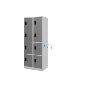 Aukšta pilka metalinė 8 vietų rūbinė spinta