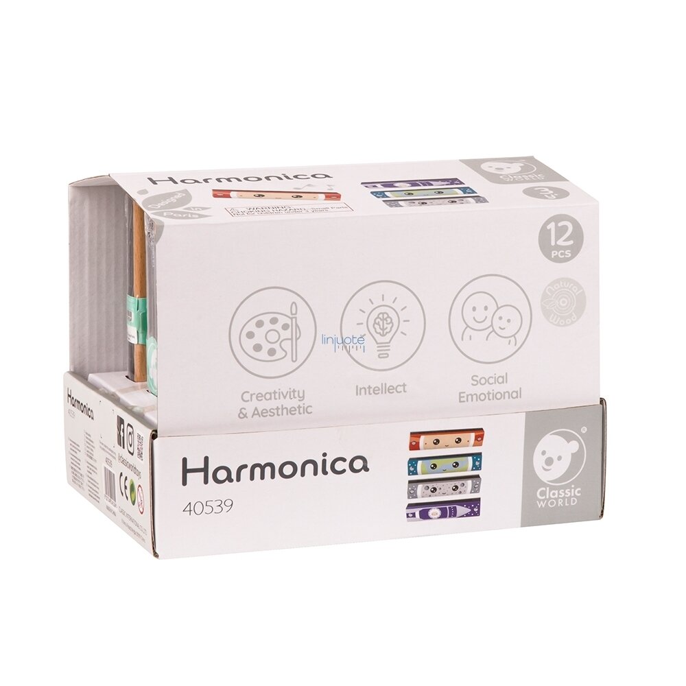 CLASSIC WORLD MEDINĖ VAIKIŠKA LŪPINĖ ARMONIKĖLĖ, CW40539 6 CLASSIC WORLD MEDINĖ VAIKIŠKA LŪPINĖ ARMONIKĖLĖ, CW40539 6