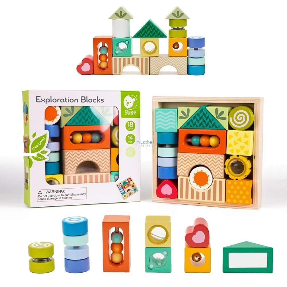 Mediniš kaladėlių rinkinys MONTESSORI 14 el. CW54174