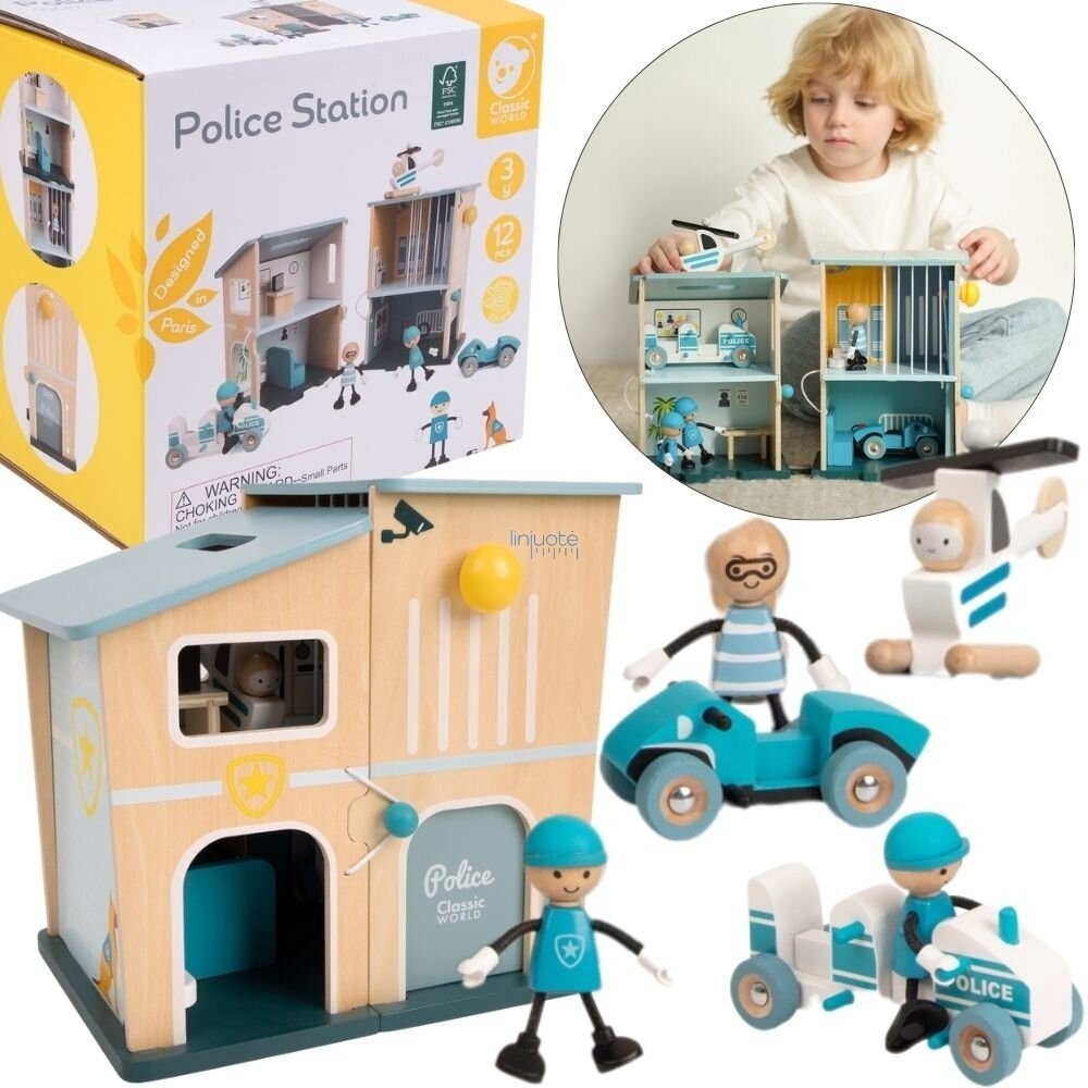 Medinis policijos nuovados rinkinys, namelis + figurėlės, 12 el., CW50647