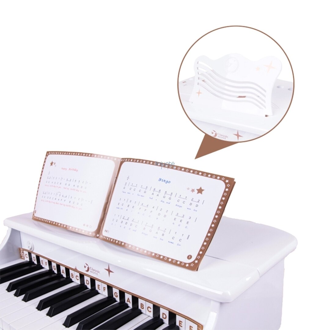 CLASSIC WORLD DIDELIS KŪDIKIŲ PIANINAS SU KĖDUTE IR MOKOMĄJA KNYGA, CW54273 3