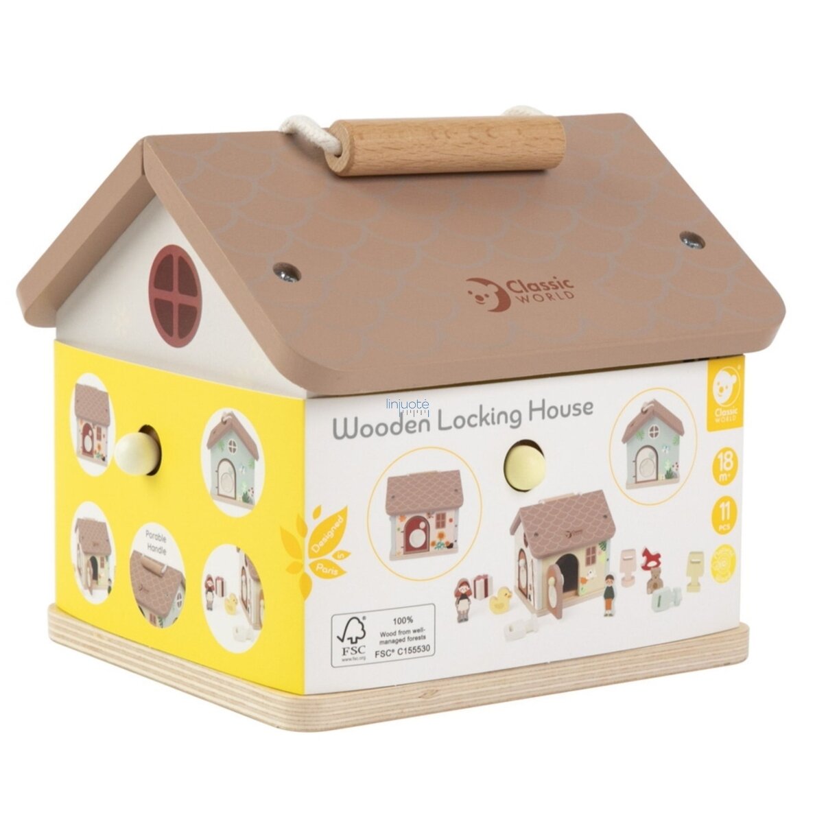 CLASSIC WORLD Medinis Jutimų Lavinimo Namelis su Spynomis ir Rakteliais 11d. CW20270 12 CLASSIC WORLD Medinis Jutimų Lavinimo Namelis su Spynomis ir Rakteliais 11d. CW20270 12