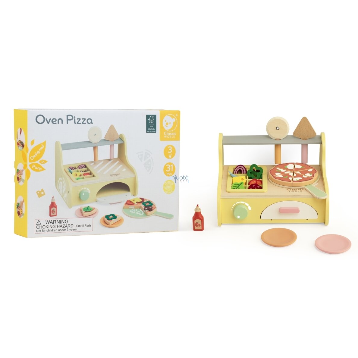 CLASSIC WORLD MEDINĖ PICOS KEPTUVĖ OVEN PIZZA 3+ FSC, CW50590 7