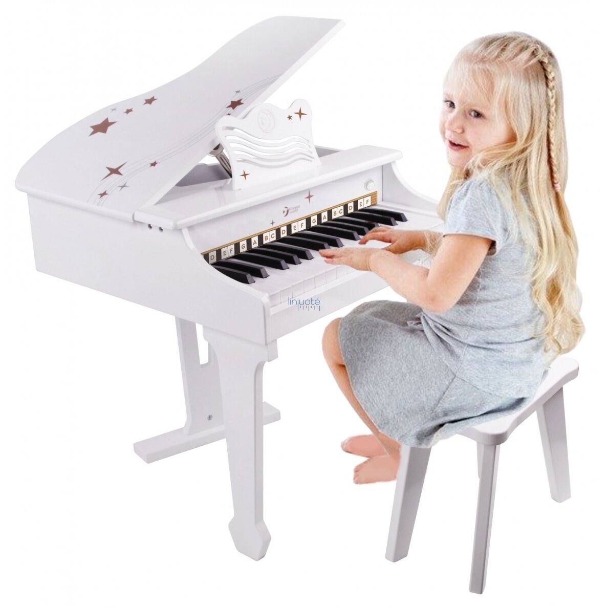 CLASSIC WORLD DIDELIS KŪDIKIŲ PIANINAS SU KĖDUTE IR MOKOMĄJA KNYGA, CW54273 2 CLASSIC WORLD DIDELIS KŪDIKIŲ PIANINAS SU KĖDUTE IR MOKOMĄJA KNYGA, CW54273 2