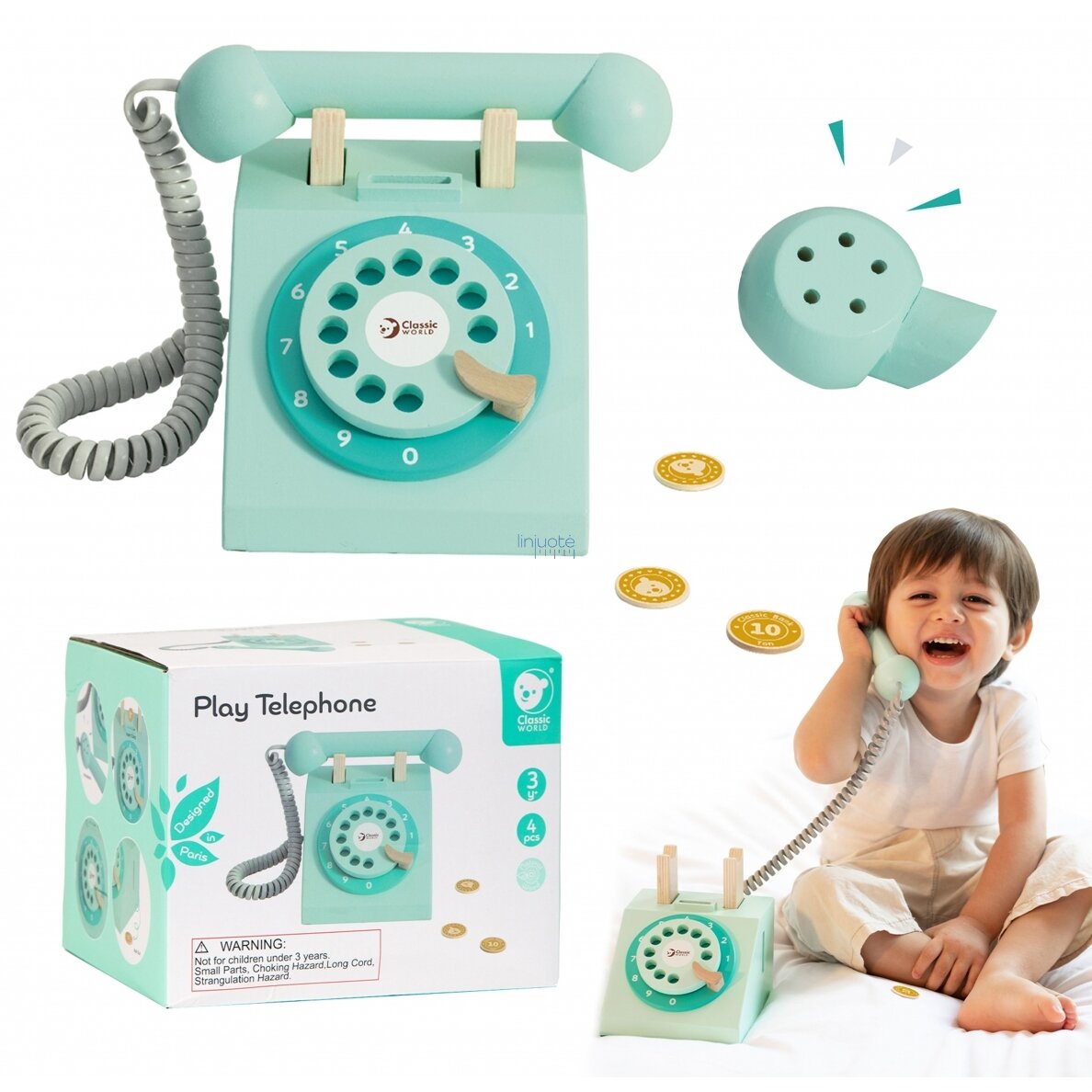 CLASSIC WORLD KLASIKINIS MEDINIS VAIKIŠKAS TELEFONAS 4 EL., CW50551 CLASSIC WORLD KLASIKINIS MEDINIS VAIKIŠKAS TELEFONAS 4 EL., CW50551