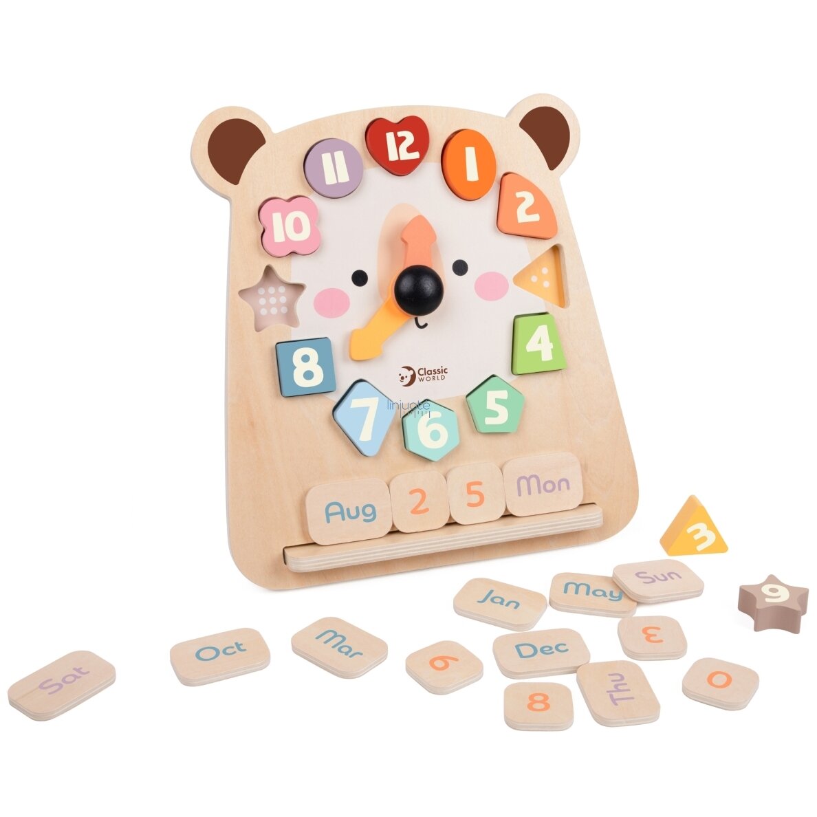 CLASSIC WORLD LAIKRODIS MEŠKIS MONTESSORI EDUKACINIS 3V1 MOKYMASIS LAIKO, SKAIČIAVIMO IR DATŲ, CW20277 5