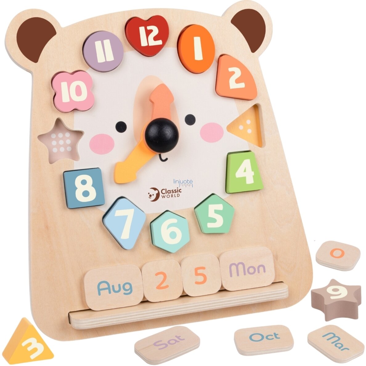 CLASSIC WORLD LAIKRODIS MEŠKIS MONTESSORI EDUKACINIS 3V1 MOKYMASIS LAIKO, SKAIČIAVIMO IR DATŲ, CW20277