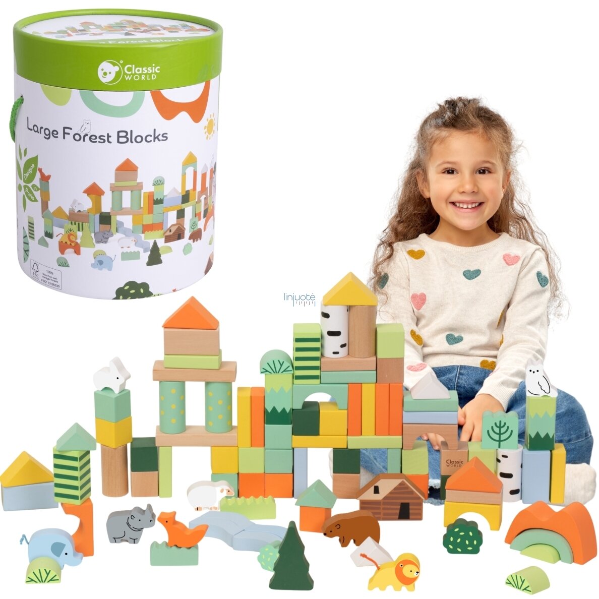 CLASSIC WORLD MEDINIŲ BLOKELIŲ RINKINYS MIŠKO PASAULIS 100 EL., CW20273 CLASSIC WORLD MEDINIŲ BLOKELIŲ RINKINYS MIŠKO PASAULIS 100 EL., CW20273