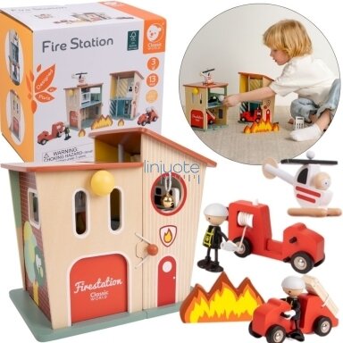 CLASSIC WORLD Medinė Gaisrinė Garažas Automobilis Sraigtasparnis Figūrėlės 13d., cw50646 CLASSIC WORLD Medinė Gaisrinė Garažas Automobilis Sraigtasparnis Figūrėlės 13d., cw50646