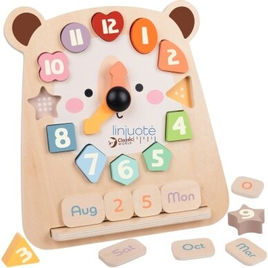 CLASSIC WORLD LAIKRODIS MEŠKIS MONTESSORI EDUKACINIS 3V1 MOKYMASIS LAIKO, SKAIČIAVIMO IR DATŲ, CW20277
