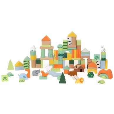 CLASSIC WORLD MEDINIŲ BLOKELIŲ RINKINYS MIŠKO PASAULIS 100 EL., CW20273 2