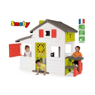 Didelis vaikiškas plastikinis namelis su virtuve bei suoliuku 810202 2