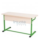 Dvivietis mokyklinis stalas, žaliu rėmu 6308392