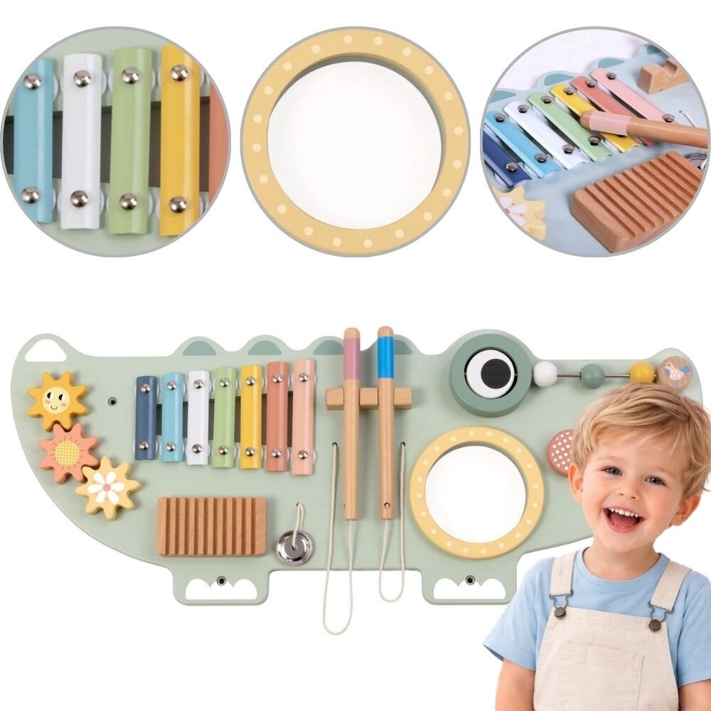 TOOKY TOY Medinė manipuliacinė lenta Krokodilas 3 el. TOOKY TOY Medinė manipuliacinė lenta Krokodilas 3 el.