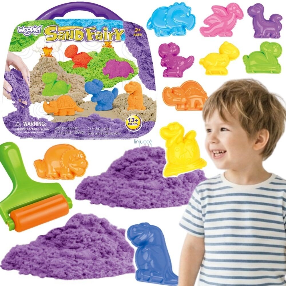 WOOPIE Kinetinio smėlio rinkinys Dinozaurai 13 el.