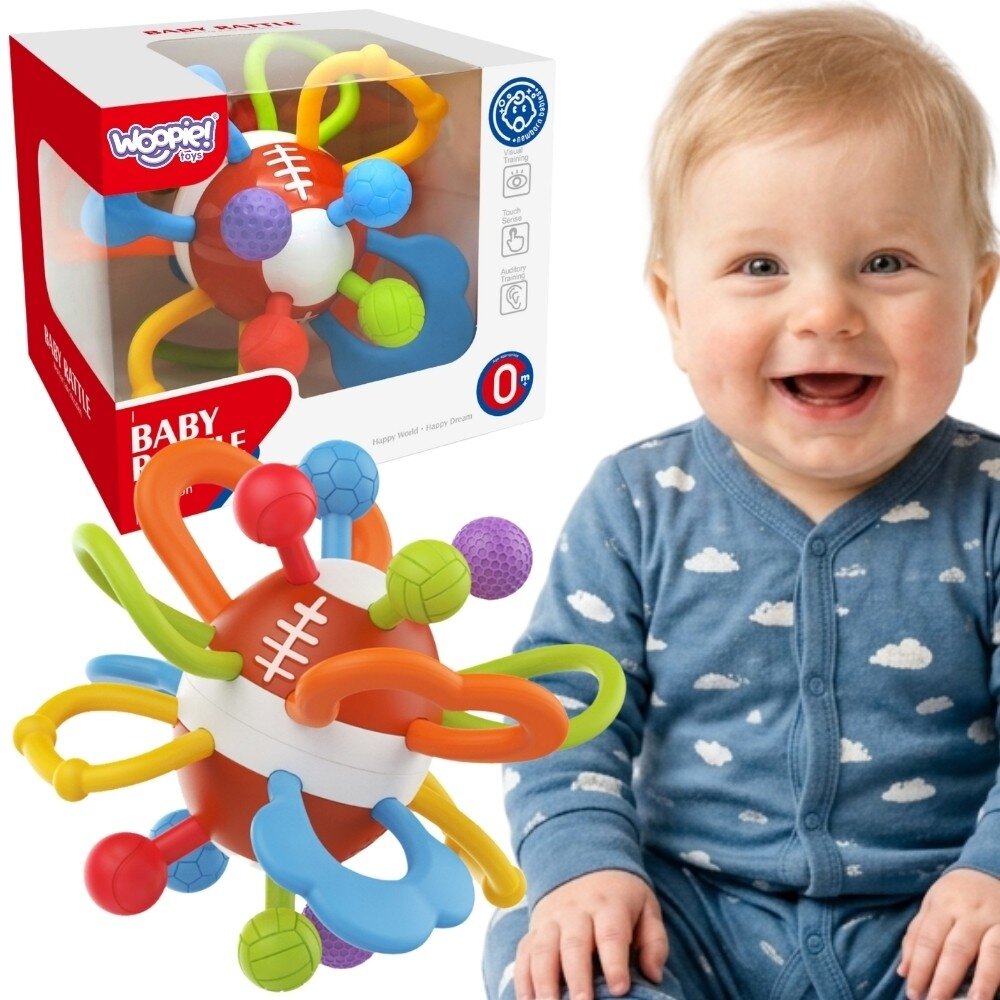 WOOPIE BABY Sensorinis barškutis-kramtukas Kūdikiams Edukacinis Kamuolys 0+ Minkštas WOOPIE BABY Sensorinis barškutis-kramtukas Kūdikiams Edukacinis Kamuolys 0+ Minkštas