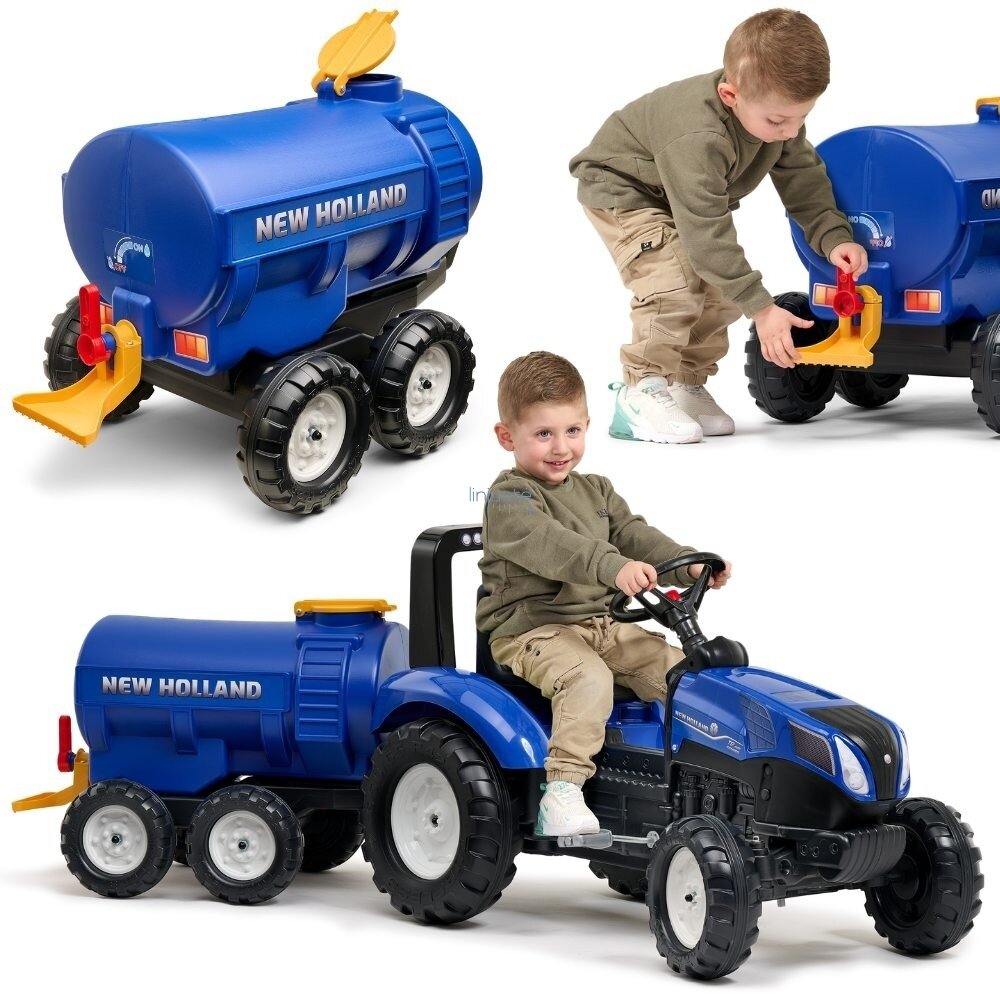 FALK New Holland Paspiriama / Pedalinė Cisterninė Priekaba su Kranu Vaikams – Mėlyna, 943NH