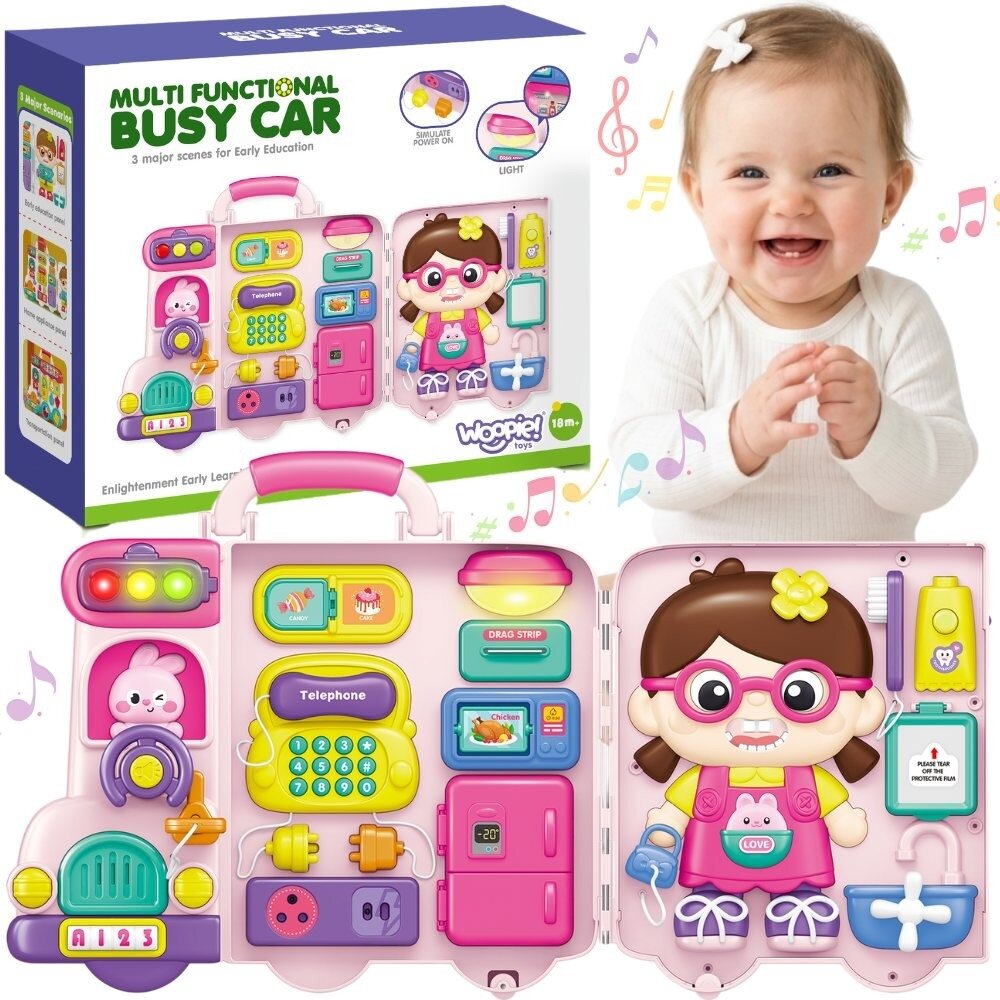 WOOPIE Interaktyvi manipuliacinė lenta Busy Car lagaminas 3in1 Garsas Šviesa WOOPIE Interaktyvi manipuliacinė lenta Busy Car lagaminas 3in1 Garsas Šviesa