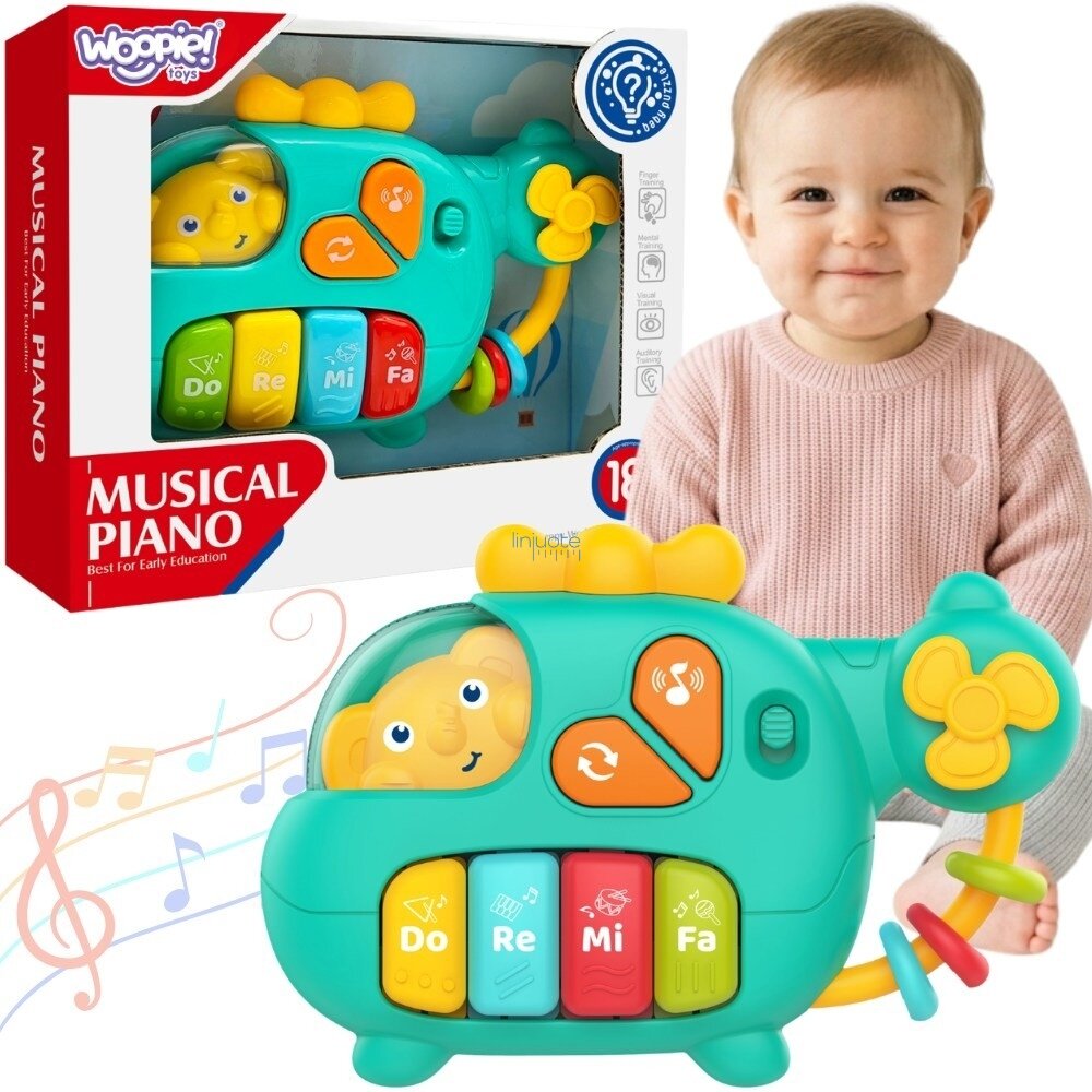 WOOPIE BABY Interaktyvus pianinas Sraigtasparnis Dramblys Muzikiniai garsai 18m+