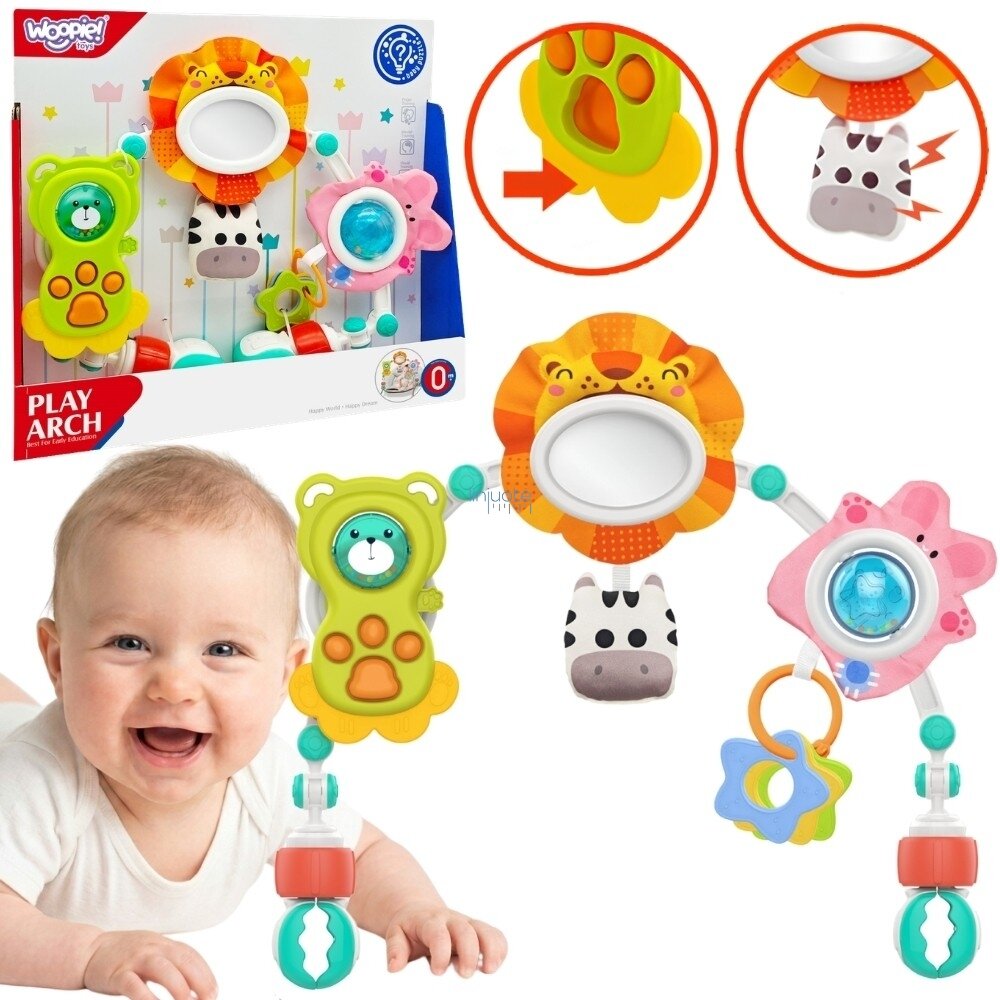 WOOPIE BABY Sensorinis lankas prie lovytės ir vežimėlio Gyvūnai Liūtas Meškiukas WOOPIE BABY Sensorinis lankas prie lovytės ir vežimėlio Gyvūnai Liūtas Meškiukas