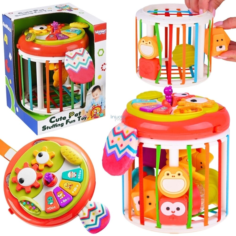 WOOPIE BABY Interaktyvus sensorinis lavinamasis būgnelis – cilindras ir kubas WOOPIE BABY Interaktyvus sensorinis lavinamasis būgnelis – cilindras ir kubas
