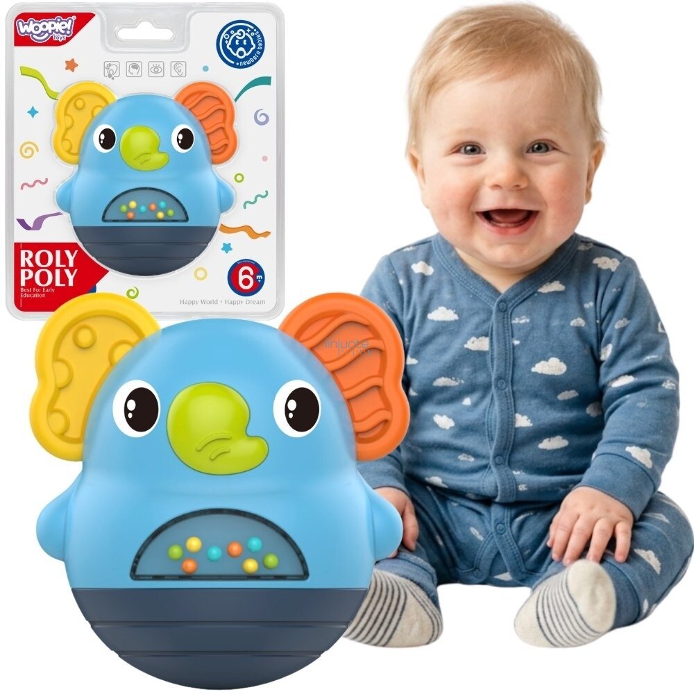 WOOPIE BABY Vaikiška linguojanti lėlė-drambliukas Barškutis Sensorinis Interaktyvus 6m+