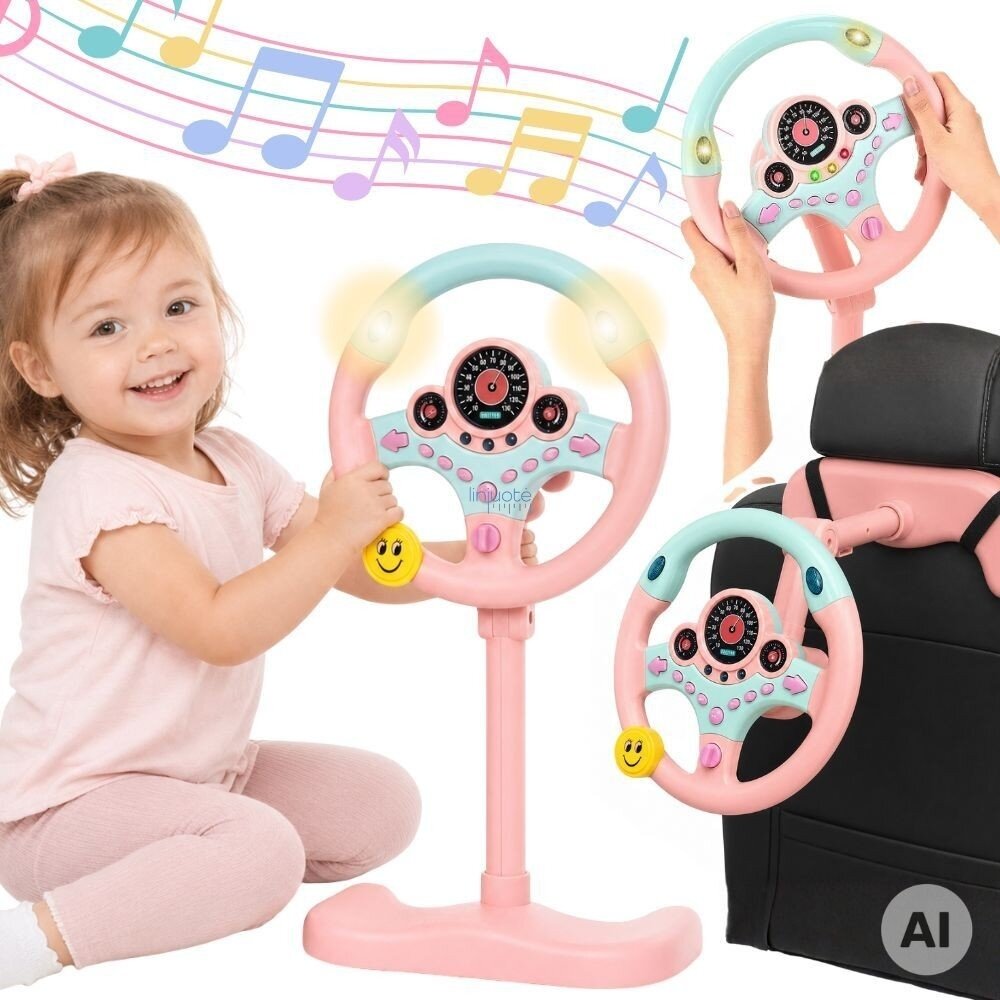 WOOPIE Interaktyvus automobilio vairas su šviesomis rožinis WOOPIE Interaktyvus automobilio vairas su šviesomis rožinis