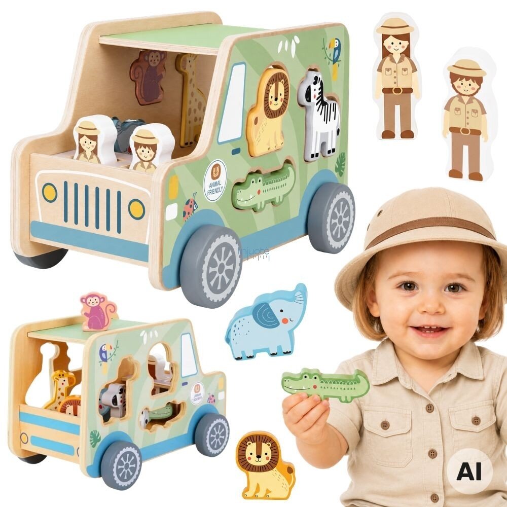 TOOKY TOY Safari veiklos kubo automobilis TOOKY TOY Safari veiklos kubo automobilis