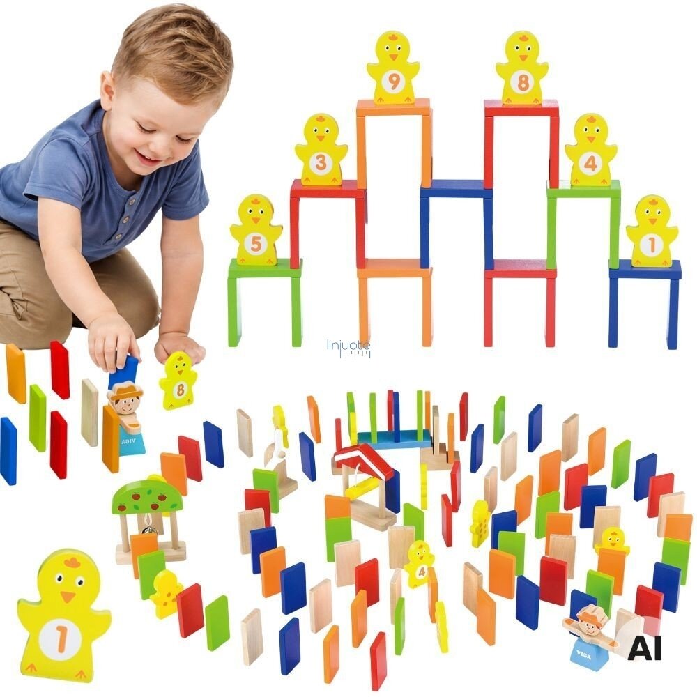 VIGA Medinis domino takelis 122 el. VIGA Medinis domino takelis 122 el.