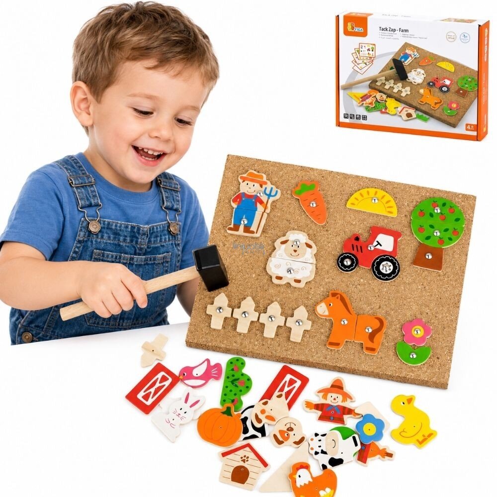 VIGA medinė kalimo mozaika Ūkis kamštinė lenta Montessori