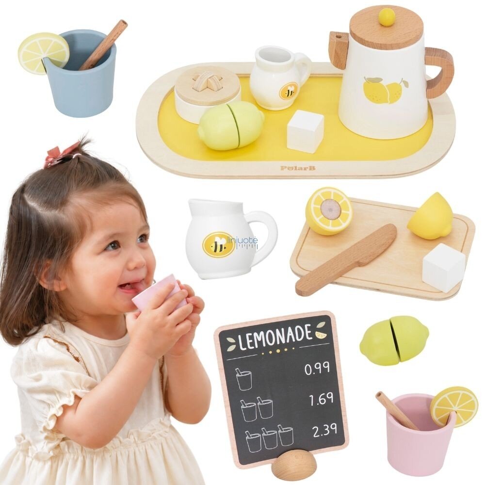 VIGA PolarB Medinis limonado žaidimų rinkinys kavinė virtuvė 21 el.