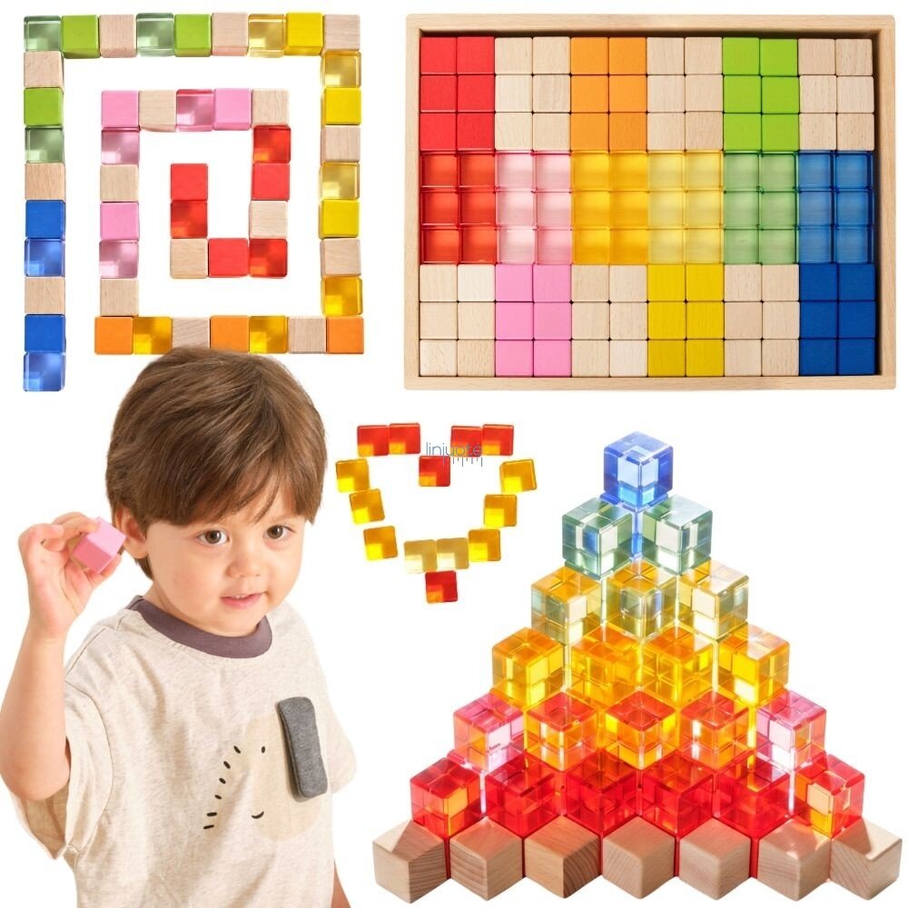 VIGA sensorinės medinės kaladėlės spalvotos skaidrios Montessori 108 vnt. VIGA sensorinės medinės kaladėlės spalvotos skaidrios Montessori 108 vnt.