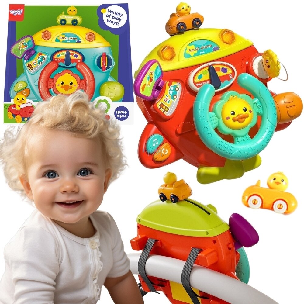 WOOPIE BABY Interaktyvus lėktuvo vairas Transporto priemonė tvirtinama prie lovytės / vežimėlio Efektai 18m+