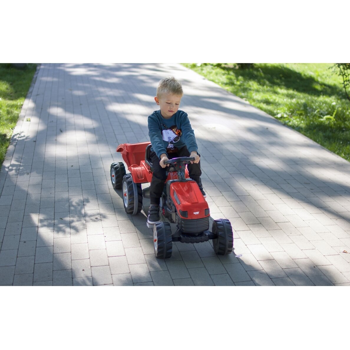 WOOPIE Pedalinis traktorius Farmer GoTrac MAXI su priekaba Tylūs ratai 30