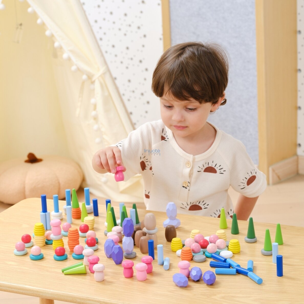 VIGA Edukacinės medinės kaladėlės Montessori dėlionė Sorter 141 el. 3