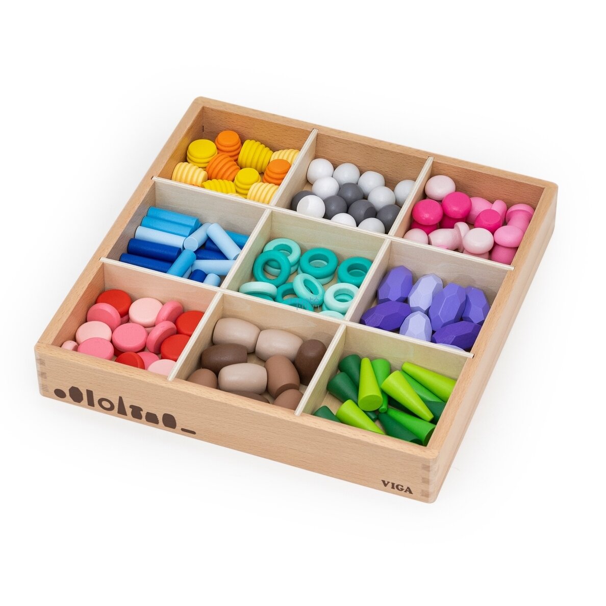 VIGA Edukacinės medinės kaladėlės Montessori dėlionė Sorter 141 el. 6