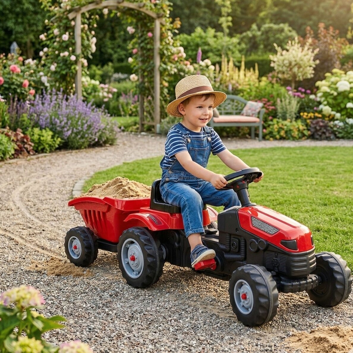 WOOPIE Pedalinis traktorius Farmer GoTrac MAXI su priekaba Tylūs ratai 40