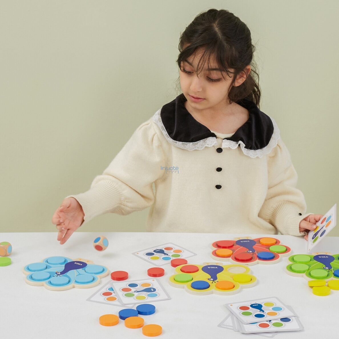 VIGA Medinis žaidimas „Suderink spalvas“ Povo uodega Montessori + kortelės 4