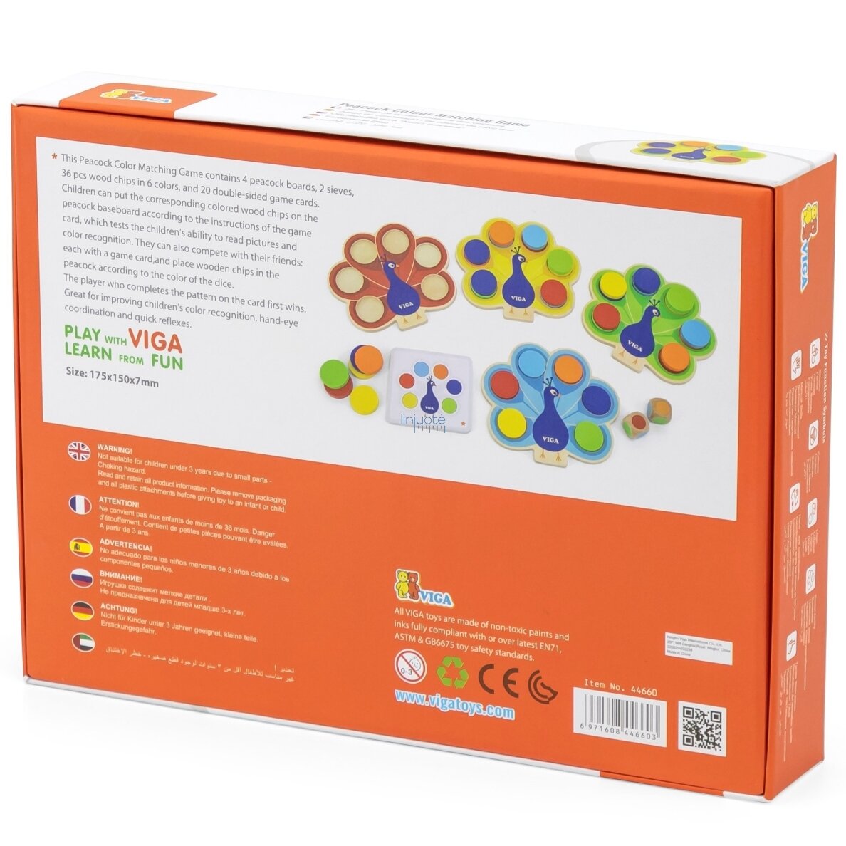 VIGA Medinis žaidimas „Suderink spalvas“ Povo uodega Montessori + kortelės 8 VIGA Medinis žaidimas „Suderink spalvas“ Povo uodega Montessori + kortelės 8