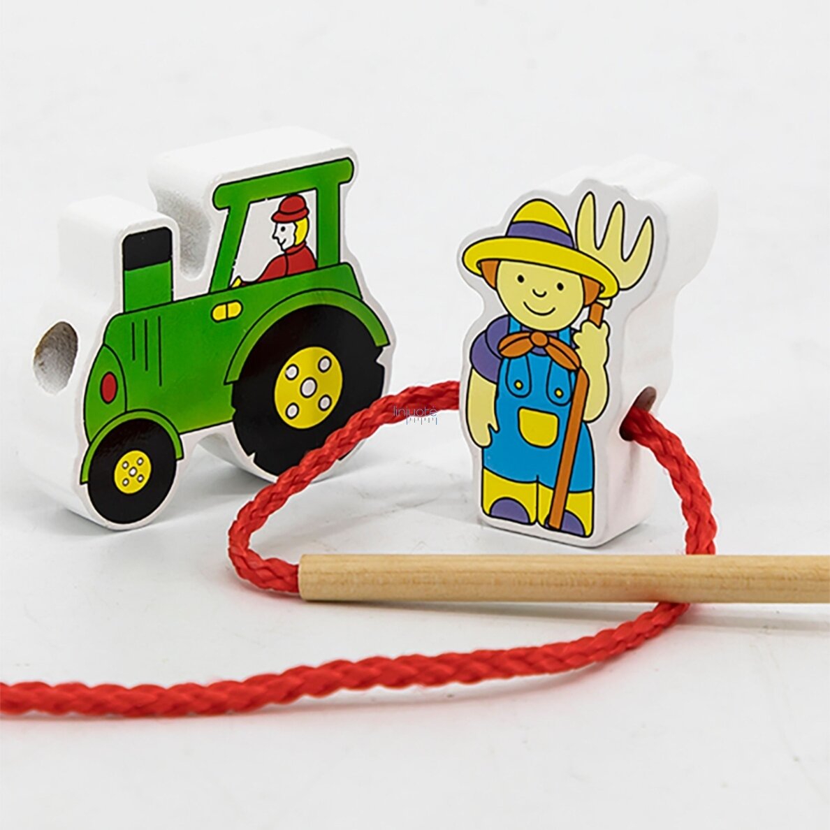 VIGA Medinė pervėrimo dėlionė, Ūkio kaladėlės vėrimui Montessori 3