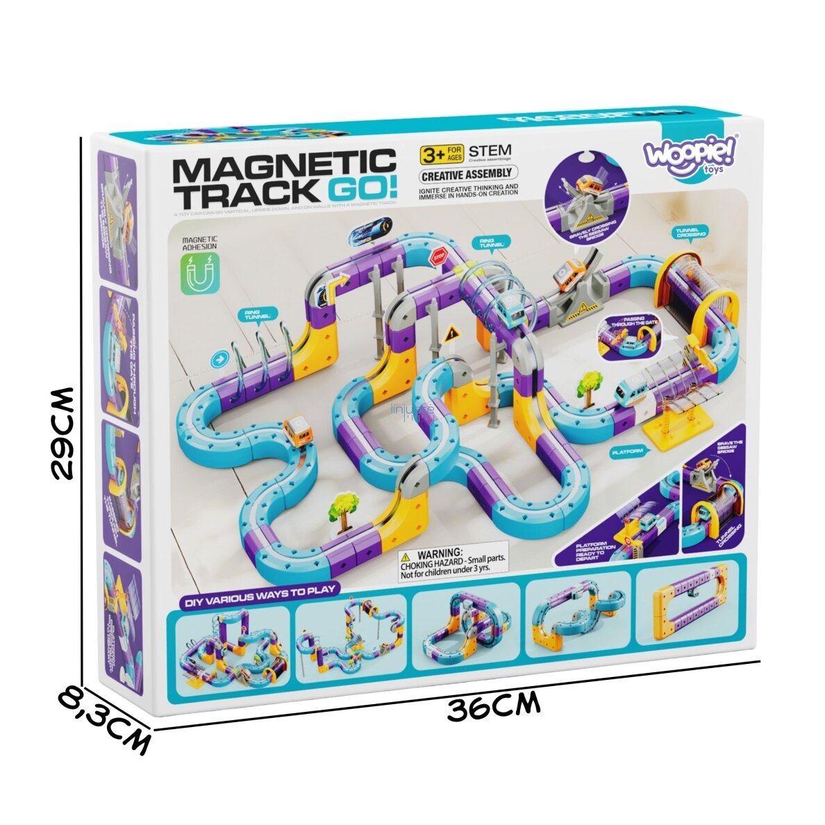 WOOPIE magnetinis konstrukcinis rinkinys geležinkelio trasa su traukos efektu 126 el. 8 WOOPIE magnetinis konstrukcinis rinkinys geležinkelio trasa su traukos efektu 126 el. 8