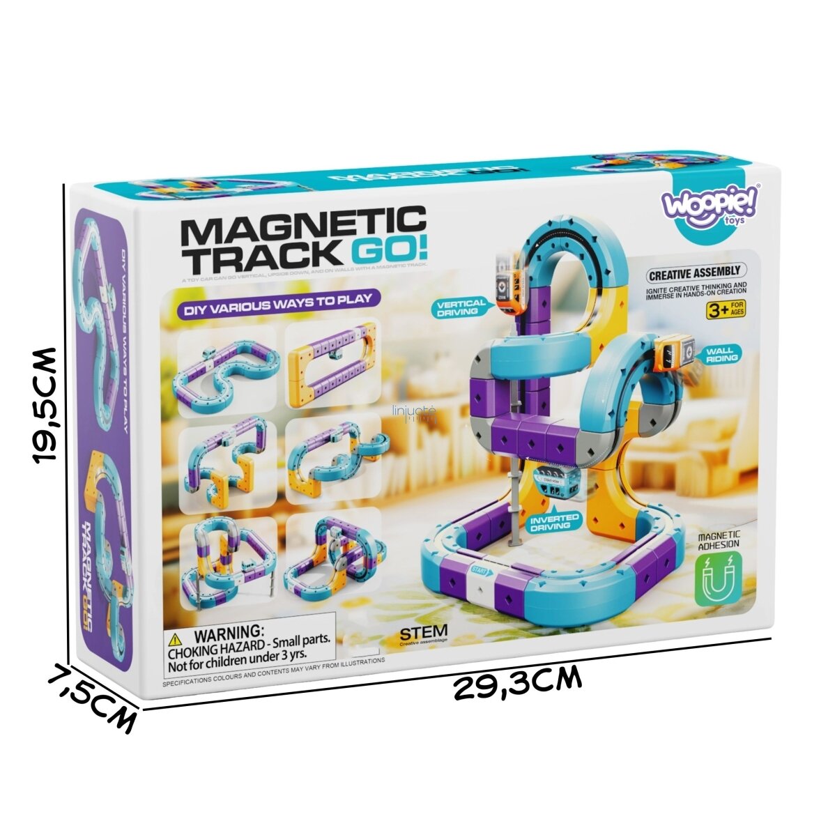 WOOPIE magnetinis konstravimo rinkinys geležinkelio trasa su traukos efektu 54 el. 7 WOOPIE magnetinis konstravimo rinkinys geležinkelio trasa su traukos efektu 54 el. 7